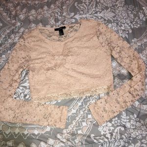 Light Pink Flowery Mesh Crop Top ✨